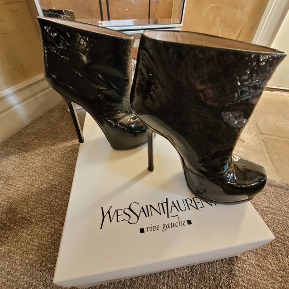 Yves Saint Lautent (YSL) Tribute Boot, Vernice Soft Croco Chess bootie, 37 size - Picture 4 of 16